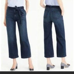 J. Crew Rayner Cropped Wide Leg Jeans Dark Wash 31 Self Belt NWT